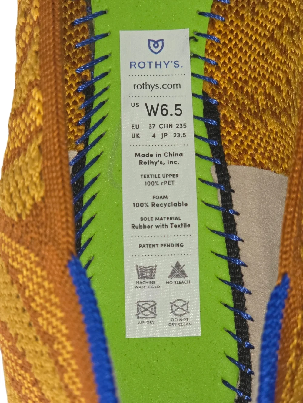 Rothy’s The Point II Golden Zebra Flats Size 6.5 Knit